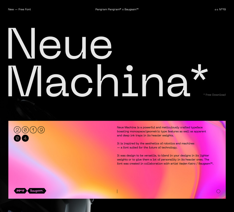 アート・デザイン・音楽 NEUE Schriften. / New Typefaces. Download Neue Machina font | fontsme.com
